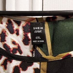 SHEIN Curve 4XL Leopard Print Dress Green Accents